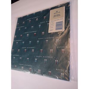 Vintage Hallmark Birthday Gift Wrap Dark Green Mens Shirt and Tie Wrapping Paper
